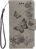 Motorola Moto G5 Plus Hoesje - Mobigear - Butterfly Serie - Kunstlederen Bookcase - Grijs - Hoesje Geschikt Voor Motorola Moto G5 Plus
