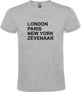 Grijs t-shirt met " London, Paris , New York, Zevenaar " print Zwart size XL