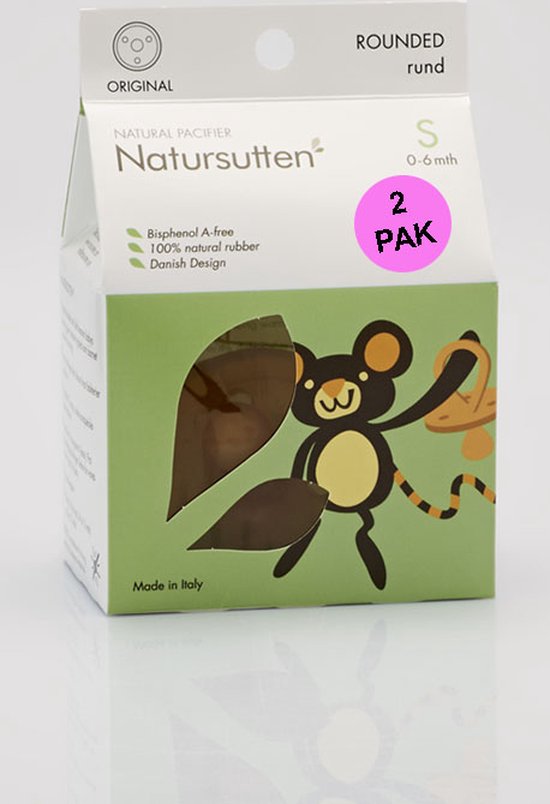 Natursutten rubberen fopspeen - 0-6 maanden - Rond Schild - Kers Tuit - 2 stuks van Natursutten — afbeelding 5