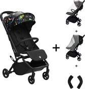 Qtus Lark Combi deal Zwart Skwak Design - Compacte Kinderwagen - Buggy met accessoires