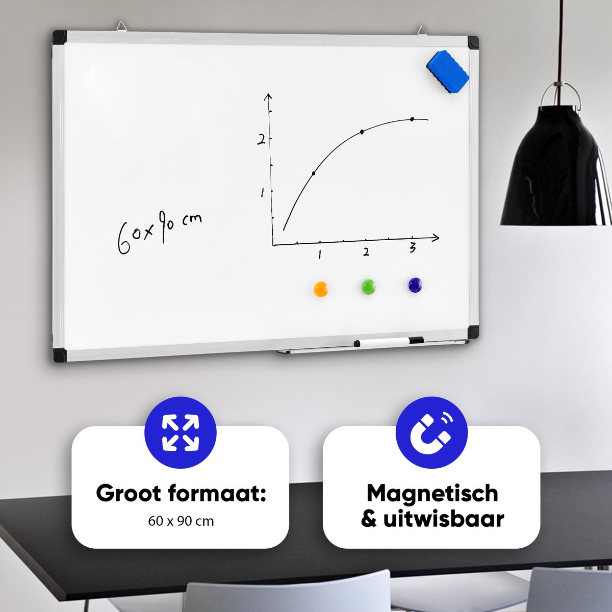 ACAZA Magnetisch Whiteboard 60x90cm thumbnail 4