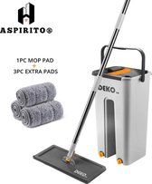 Deko® Magic mop - schoonmaak mop - dweil - vloerwisser - handy mop - dweilsysteem - met 4 kopstukken