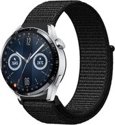Strap-it Nylon smartwatch bandje - geschikt voor Huawei Watch GT / GT 2 / GT 3 / GT 3 Pro 46mm / GT 4 46mm / GT 2 Pro / GT Runner / Watch 3 - Pro / Watch 4 (Pro) / Watch Ultimate - zwart
