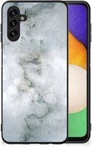Telefoon Hoesje Geschikt voor Samsung Galaxy A13 5G | Geschikt voor Samsung Galaxy A04s Silicone Back Cover met Zwarte rand Painting Grey