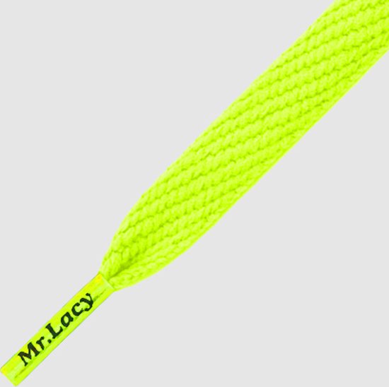 10 mm x 110 cm Plat Neon Lime Geel - Mr.Lacy Junior Toddler Sneaker schoenveters