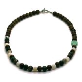 IbizaMen - heren ketting - bruin hout/stones 8mm - 50cm