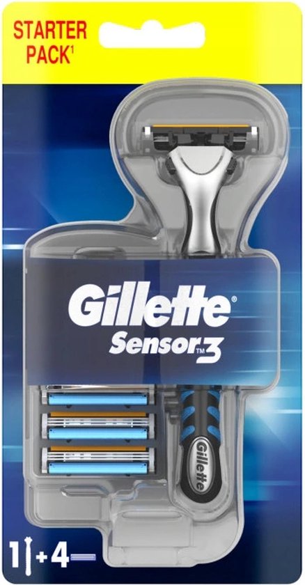 Gillette Sensor3 Scheerapparaat met 4 Scheermesjes