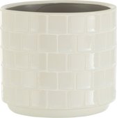J-Line Bloempot Blinkend Vierkant Keramiek Wit Small Set van 4 stuks