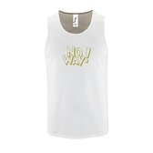 Witte Tanktop sportshirt met "No Way" Print Goud Size M