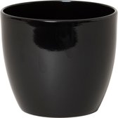 Bloempot in kleur glanzend zwart keramiek voor kamerplant H22.5 x D25 cm- plantenpotten binnen