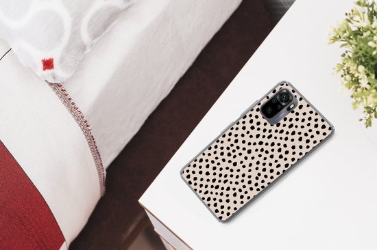 Coque Xiaomi Redmi Note 10 - Pois - Zwart - Beige - Coque de téléphone en Siliconen