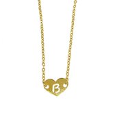 Letter ketting hartje - initiaal B - Goud - 40 cm