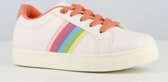 BBS Meisjes schoenen lage sneaker – wit met regenboog – maat 35