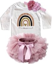 Verjaardagset, verjaardagjurk, outfit, regenboog, rainbow, one, eerste, 1 jaar, verjaardag, tutu, cake smash (mt 80)