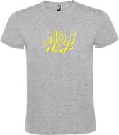 Grijs t-shirt tekst met 'NO WAY'  print Geel  size S