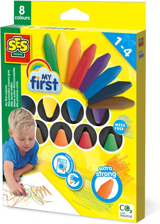 SES - My First - krijt - 8 kleuren - sterkte punt - goed uitwasbaar