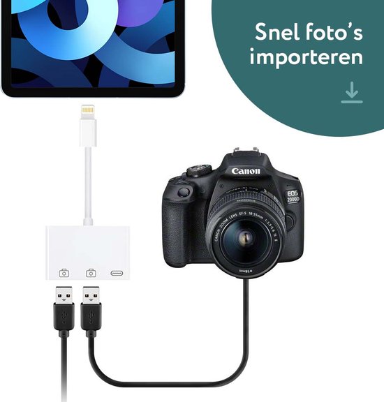 OTG kabel - Lightning naar 2x USB 3.0 - geschikt voor iPad en iPhone - iOS 13