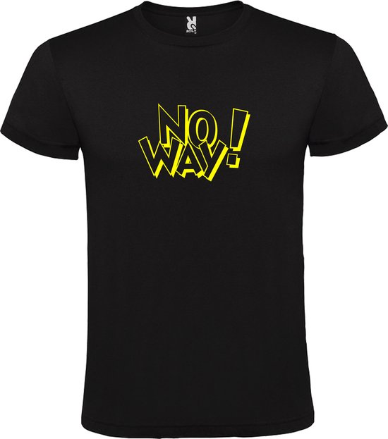 Zwart t-shirt met tekst 'NO WAY' print Geel size XS