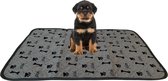 Sharon B - puppy training pad - plasmat - grijs met botjesprint - 50x70 cm - hondentoilet - herbruikbaar - wasbaar