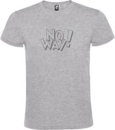 Grijs t-shirt tekst met 'NO WAY'  print Zilver size L