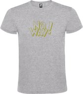 Grijs t-shirt tekst met ''NO WAY'' print Goud  size XXL