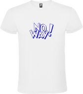 Wit t-shirt tekst met 'NO WAY'  print Blauw  size S