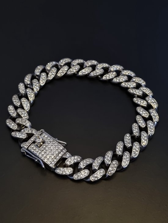 Diamond Boss - Iced out cuban armband - 22 cm - Zilver plated