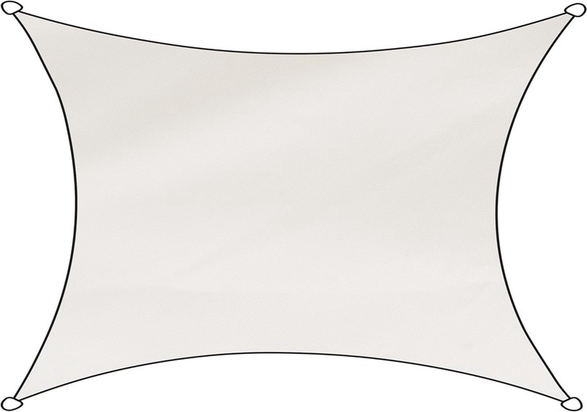 Livn Schaduwdoek Como Polyester Rechthoekig 3x4m wit - 100% UV-bescherming - Dikte doek: 160 gr/m2 - Inclusief bevestigingskoord en RVS bevestigingsringen