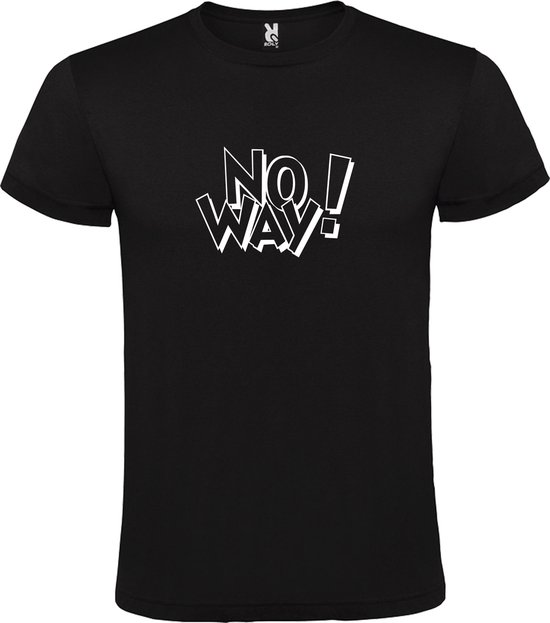 Zwart t-shirt met tekst ''NO WAY'' print Wit  size 5XL