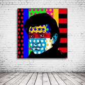 Pop Art Johnny Cash Poster in lijst - 90 x 90 cm en 2 cm dik - Fotopapier Mat 180 gr Framed - Popart Wanddecoratie inclusief lijst