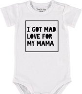 Baby Rompertje met tekst 'I got mad love for my mama' |Korte mouw l | wit zwart | maat 50/56 | cadeau | Kraamcadeau | Kraamkado