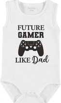 Baby Rompertje met tekst 'Future gamer, like daddy' | mouwloos l | wit zwart | maat 62/68 | cadeau | Kraamcadeau | Kraamkado