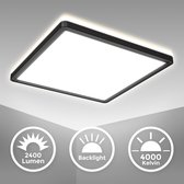 B.K.Licht - LED Plafonniére - zwart - plafondlamp - hoekig (l:29.3cm) - 4.000K neutral wit licht