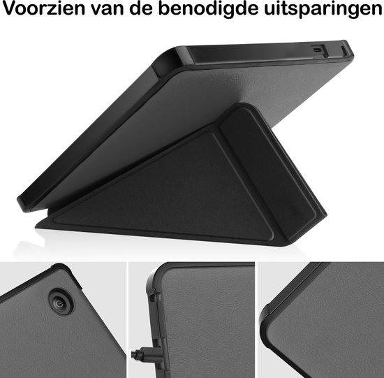 Hoesje Geschikt voor Kobo Libra 2 Hoesje Luxe Bescherm Case Trifold - Hoes Geschikt voor Kobo Libra 2 Hoes Book Cover - Grijs van Hoesje  — afbeelding 3