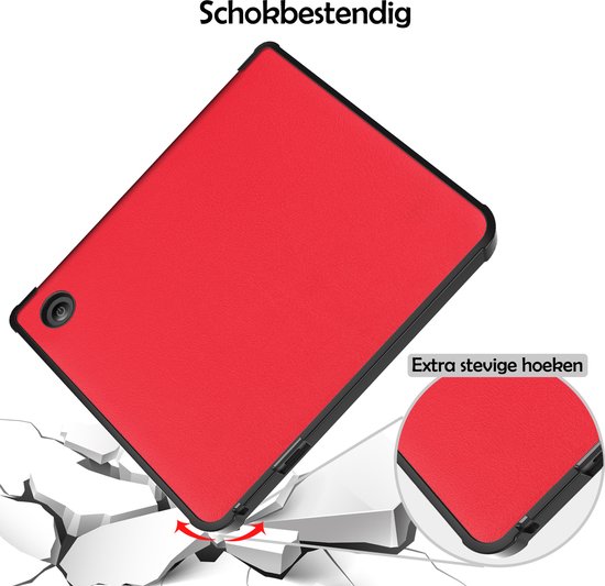 Hoesje Geschikt voor Kobo Libra 2 Hoes Bescherm Hoesje Case Sleep Cover Trifold - Hoes Geschikt voor Kobo Libra 2 Hoesje - Rood van Hoesje  — afbeelding 4