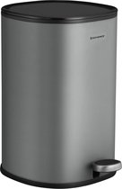 SONGMICS Rubbish Bin, 5L Trash Can, Steel Pedal Bin, with Inner Bucket and Lid, Handle, Soft Closure, Airtight, for Bathroom, Toilet, Grey LTB14GS
