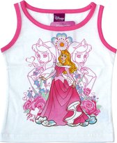 Disney Princess Meisjes Topje - Wit Roze - Prinses Doornroosje - Maat 116