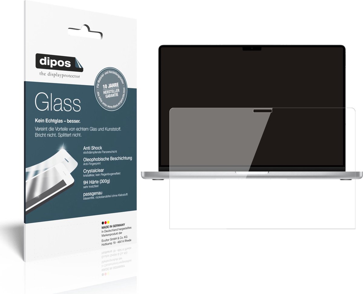 dipos I 2x Pantserfolie helder compatibel met Apple MacBook Pro 14 inch (2021) Beschermfolie 9H screen-protector