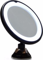 UNIQ Vergroot Spiegel met LED Verlichting - Make-up en Scheer Spiegel - 10x Vegroting - 360° Graden Verstelbare Zuignap en Wandbevestiging - Rond – Zwart