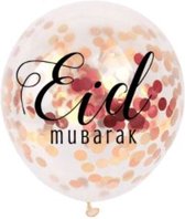 Ramadan decoratie: Ballonnen - Eid Mubarak confetti rose-gold (5 stuks)