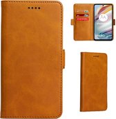 Motorola Moto G60/ G40 Hoesje - Bookcase - Pu Leder Wallet Book Case Cognac Bruin Cover