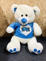 Aliki - Beer knuffel - t-shirt love - blauw - Pluche - 50 cm