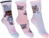 LOL Surprise 3 paar Sokken Pasteltinten - roze / blauw / wit - maat 23/26
