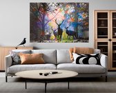 Canvas Schilderij | Herten in het bos | 100x70 cm | 3 cm