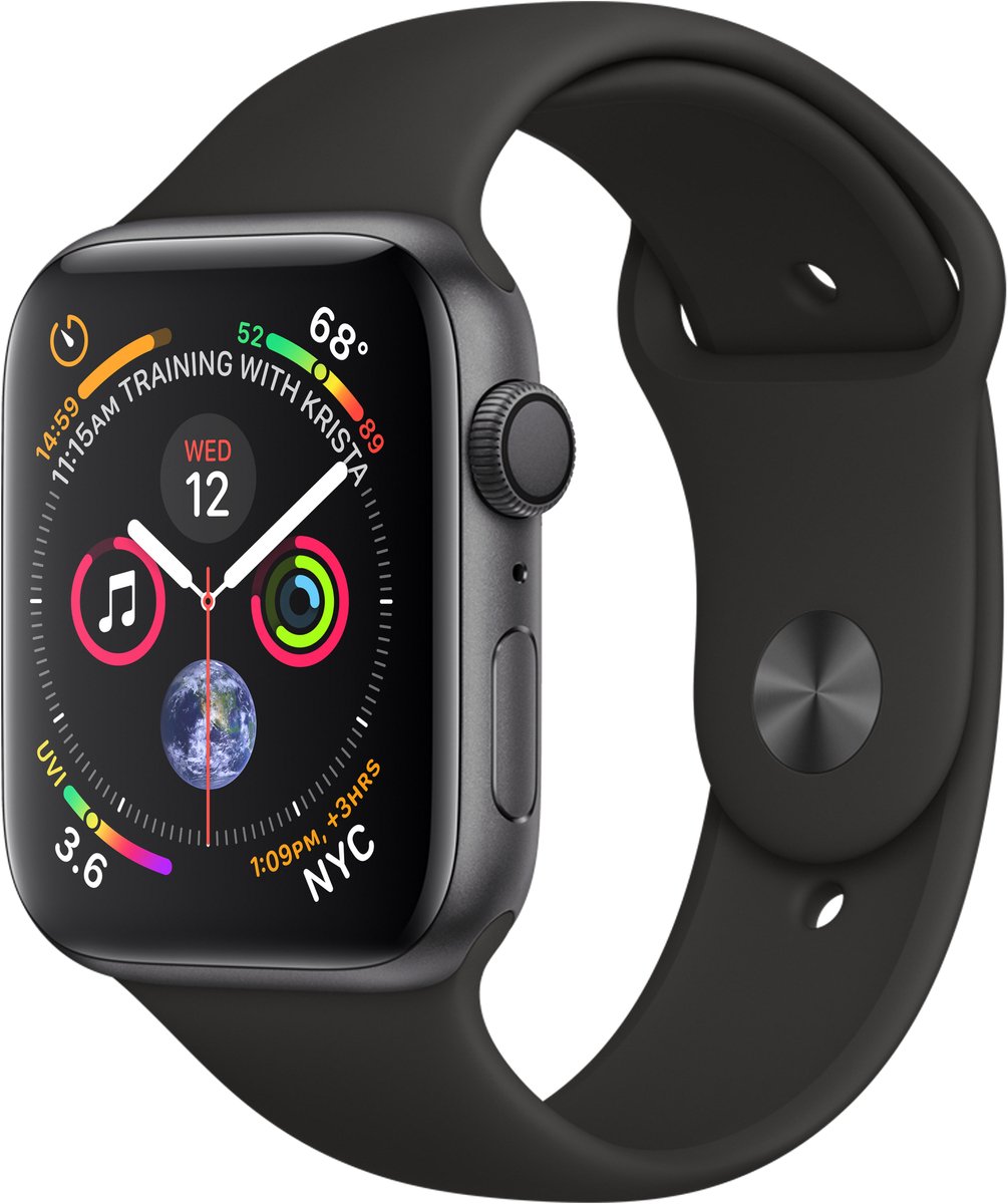 Apple Watch Series 4 44 mm aluminium spacegrijs met sportarmband [wifi] zwart