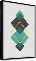 Akoestische panelen - Geluidsisolatie - Akoestische wandpanelen - Akoestisch schilderij AcousticPro® - paneel met grafisch groene elementen - Design 43 - Premium - 100x70 - Wit- Wa