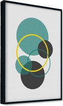 Akoestische panelen - Geluidsisolatie - Akoestische wandpanelen - Akoestisch schilderij AcousticPro® - paneel met grafisch groene elementen - Design 33 - Premium - 60x90 - zwart- W