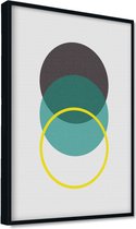 Akoestische panelen - Geluidsisolatie - Akoestische wandpanelen - Akoestisch schilderij AcousticPro® - paneel met grafisch groene elementen - Design 34 - basic - 100x70 - Wit- Wand