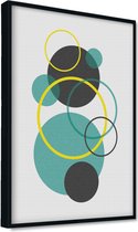 Akoestische panelen - Geluidsisolatie - Akoestische wandpanelen - Akoestisch schilderij AcousticPro® - paneel met grafisch groene elementen - Design 35 - basic - 60x90 - Wit- Wandd