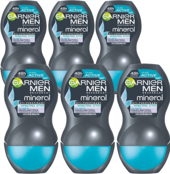 GARNIER Pure Active Deodorant Man 48H Deodorant Roller Heren met Tea